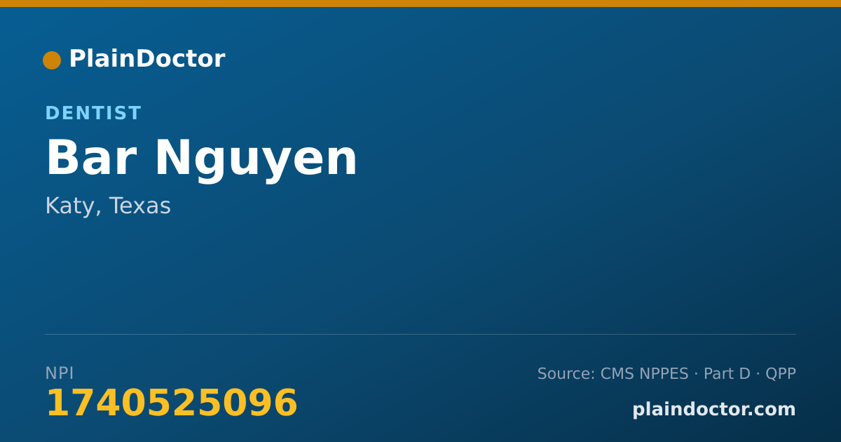 Shareable card for Bar Nguyen - Dentist, Katy, TX