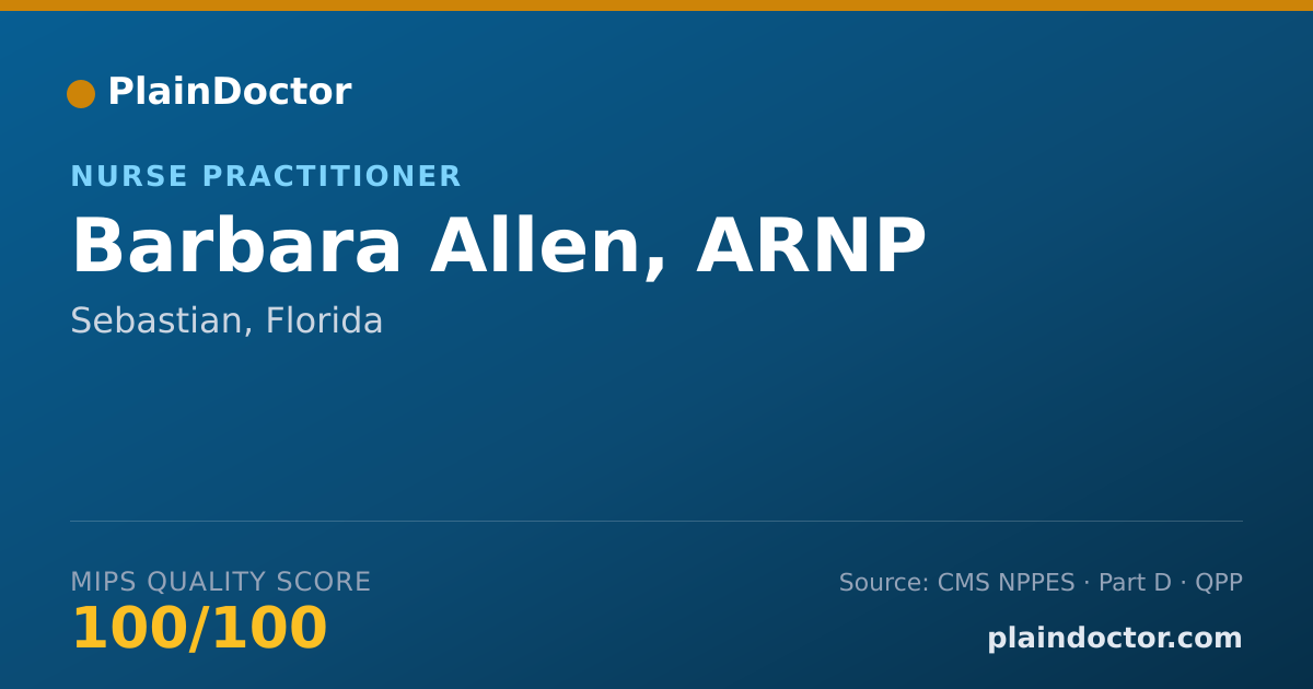 Shareable card for Barbara Allen, ARNP - Nurse Practitioner, Sebastian, FL