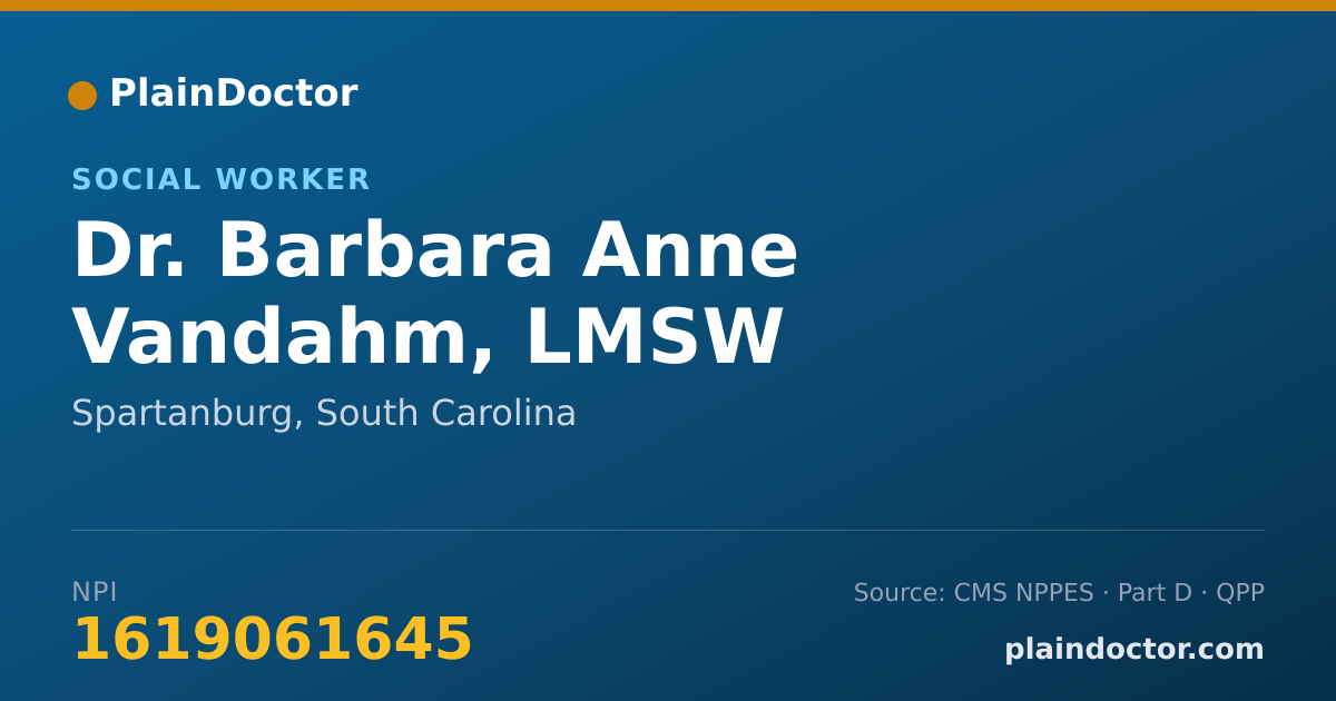 Shareable card for Barbara Anne Vandahm, LMSW - Social Worker, Spartanburg, SC