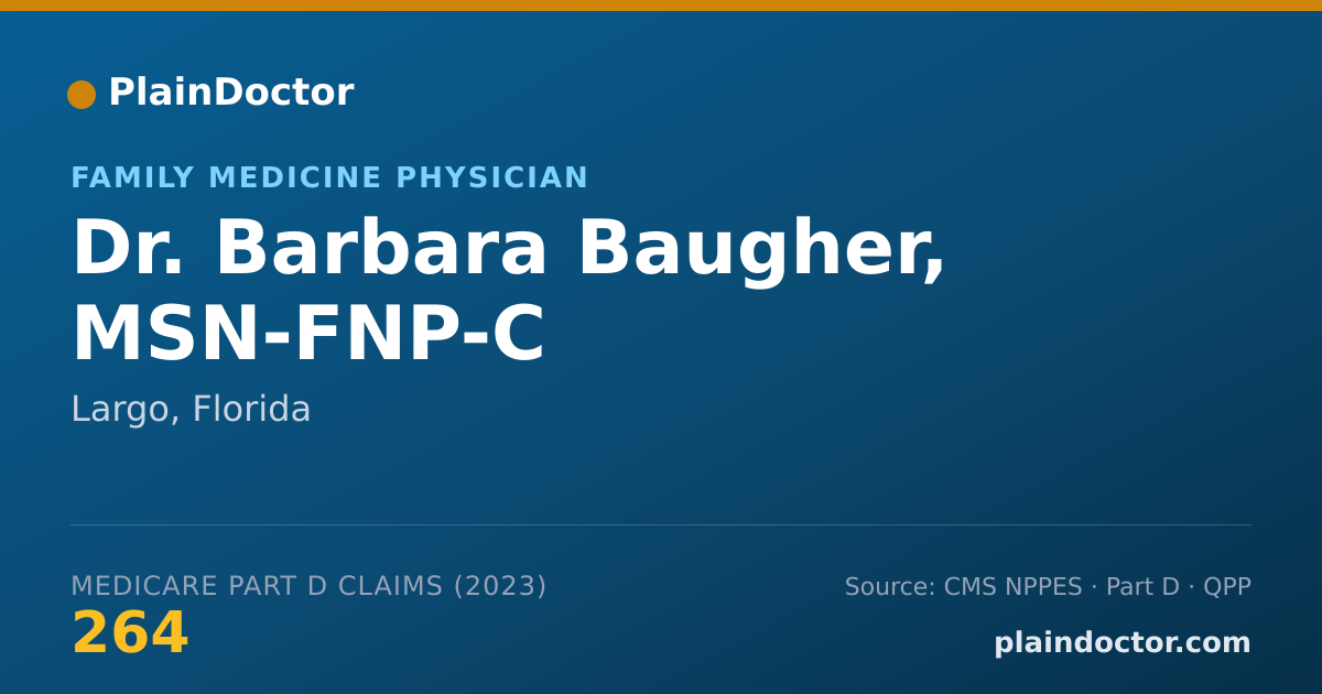 Shareable card for Barbara Baugher, MSN-FNP-C - Family Medicine Physician, Largo, FL