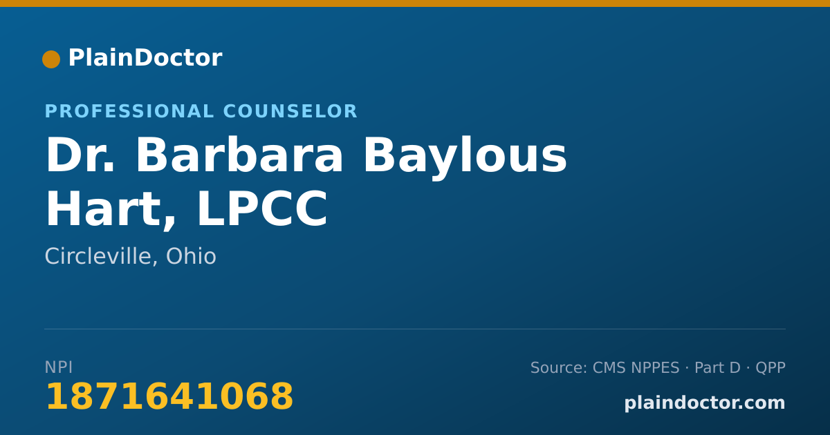 Shareable card for Barbara Baylous Hart, LPCC - Professional Counselor, Circleville, OH