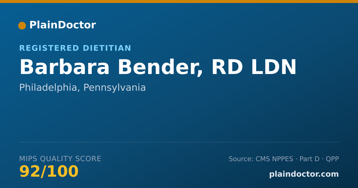 Shareable card for Barbara Bender, RD LDN - Registered Dietitian, Philadelphia, PA