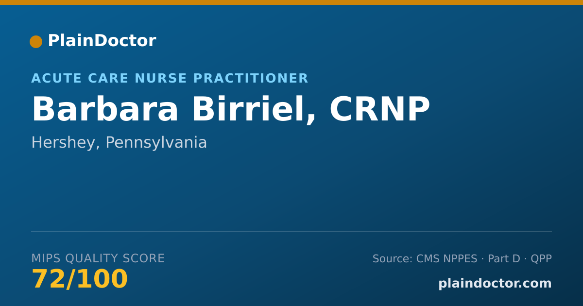 Shareable card for Barbara Birriel, CRNP - Acute Care Nurse Practitioner, Hershey, PA