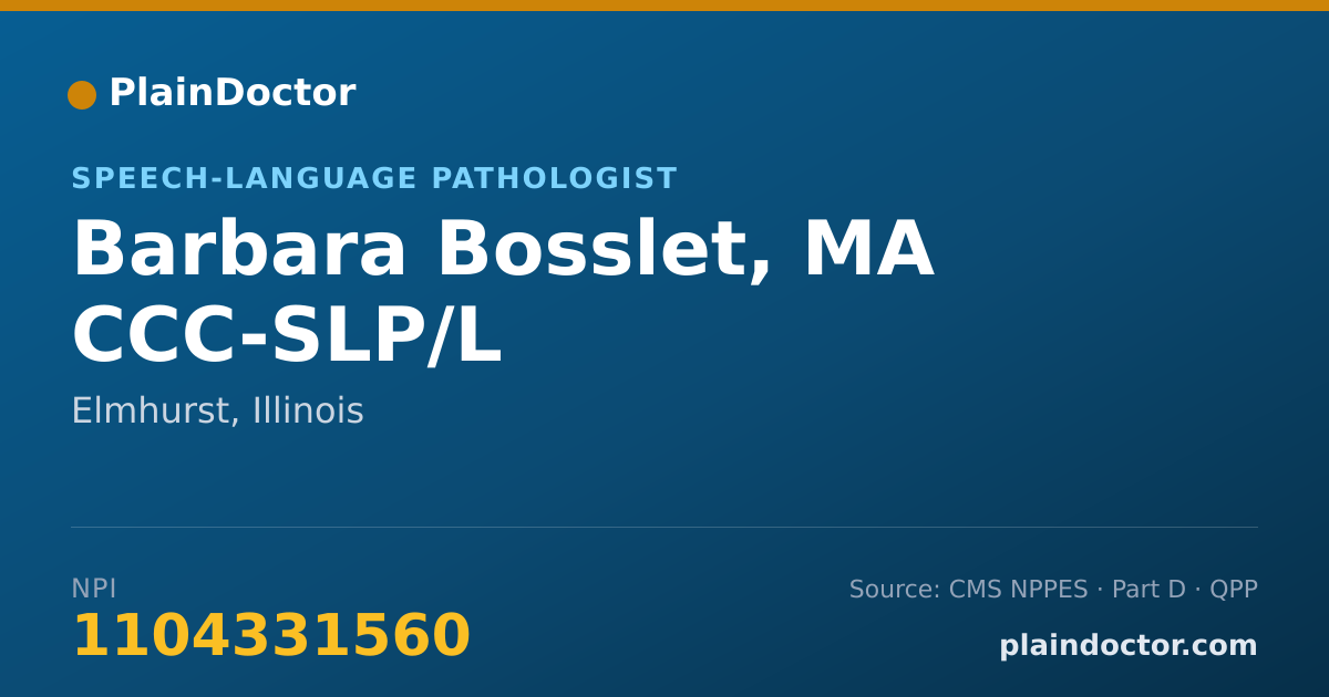 Shareable card for Barbara Bosslet, MA CCC-SLP/L - Speech-Language Pathologist, Elmhurst, IL