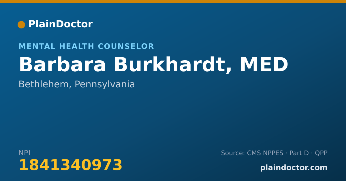 Shareable card for Barbara Burkhardt, MED - Mental Health Counselor, Bethlehem, PA