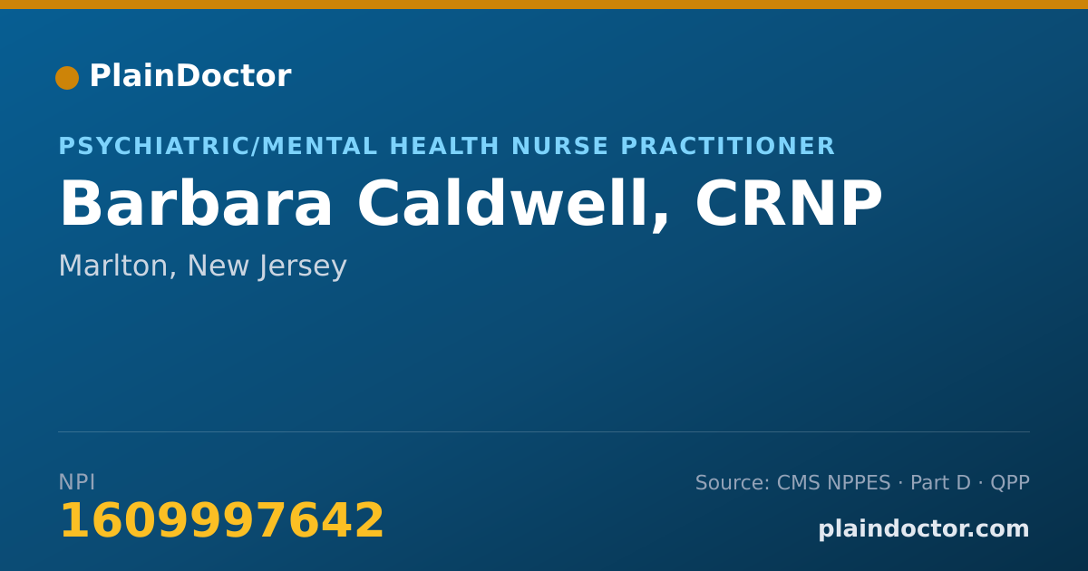 Shareable card for Barbara Caldwell, CRNP - Psychiatric/Mental Health Nurse Practitioner, Marlton, NJ