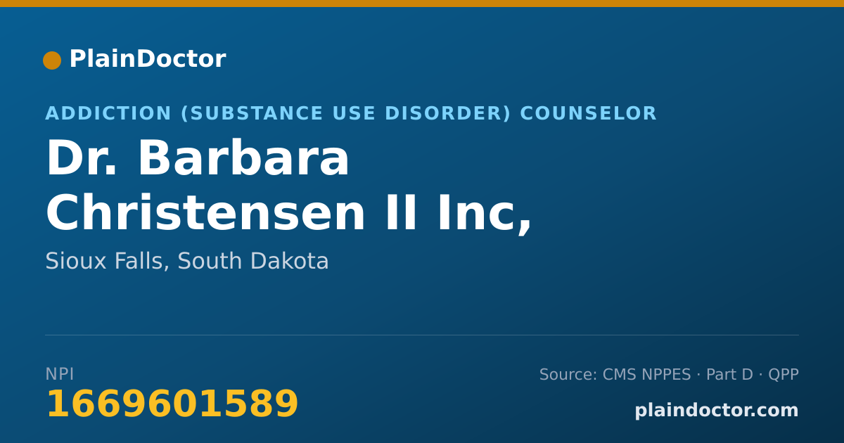 Shareable card for Barbara Christensen II Inc, LPC-MH - Addiction (Substance Use Disorder) Counselor, Sioux Falls, SD
