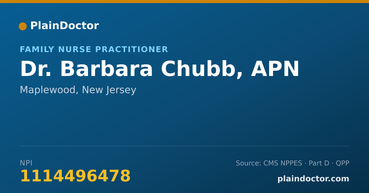 Shareable card for Barbara Chubb, APN - Family Nurse Practitioner, Maplewood, NJ