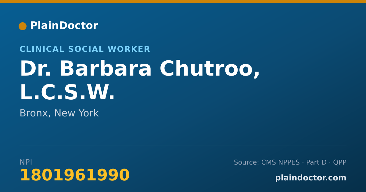 Shareable card for Barbara Chutroo, L.C.S.W. - Clinical Social Worker, Bronx, NY