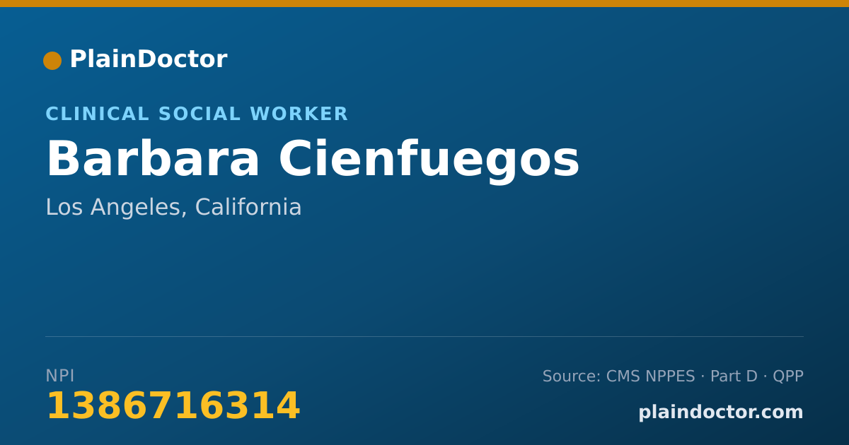 Shareable card for Barbara Cienfuegos - Clinical Social Worker, Los Angeles, CA