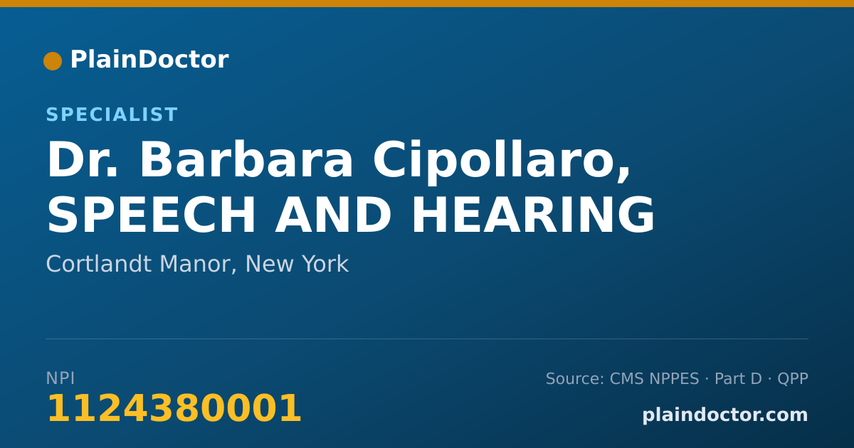 Shareable card for Barbara Cipollaro, SPEECH AND HEARING - Specialist, Cortlandt Manor, NY