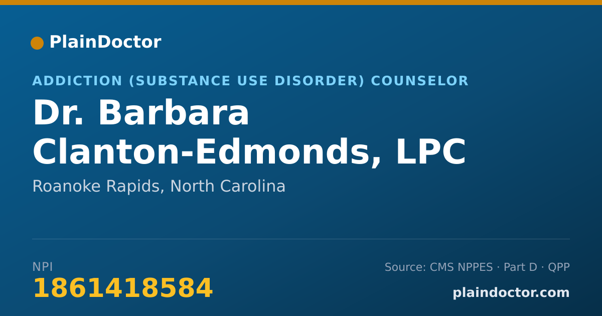 Shareable card for Barbara Clanton-Edmonds, LPC - Addiction (Substance Use Disorder) Counselor, Roanoke Rapids, NC