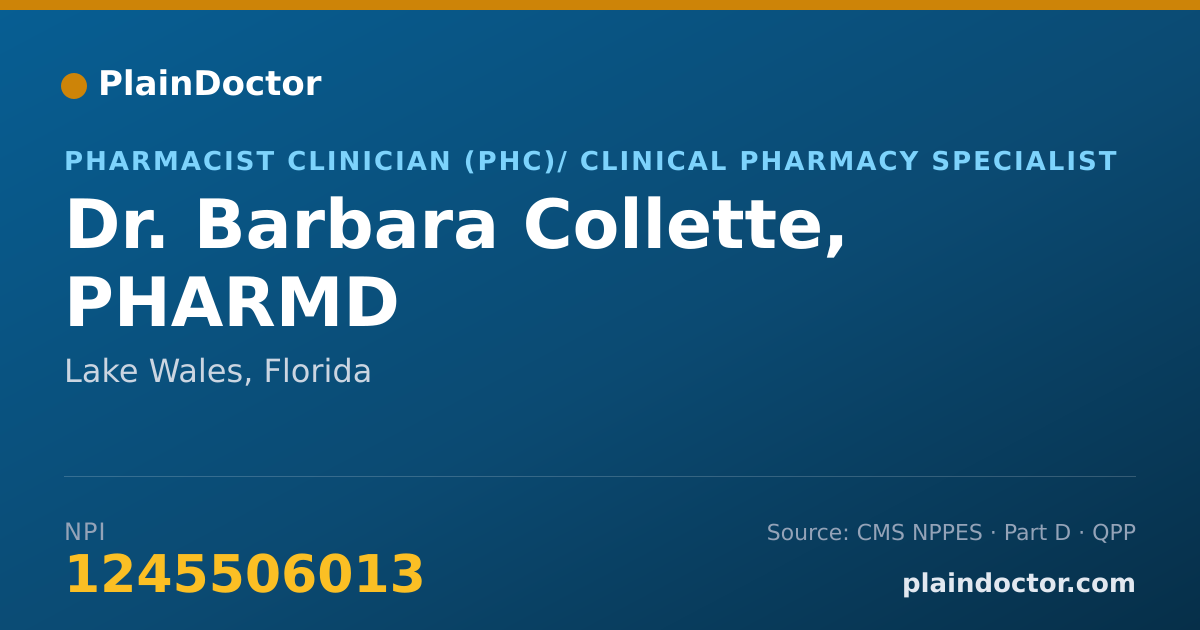 Shareable card for Barbara Collette, PHARMD - Pharmacist, Lake Wales, FL