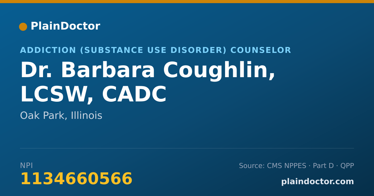 Shareable card for Barbara Coughlin, LCSW, CADC - Addiction (Substance Use Disorder) Counselor, Oak Park, IL