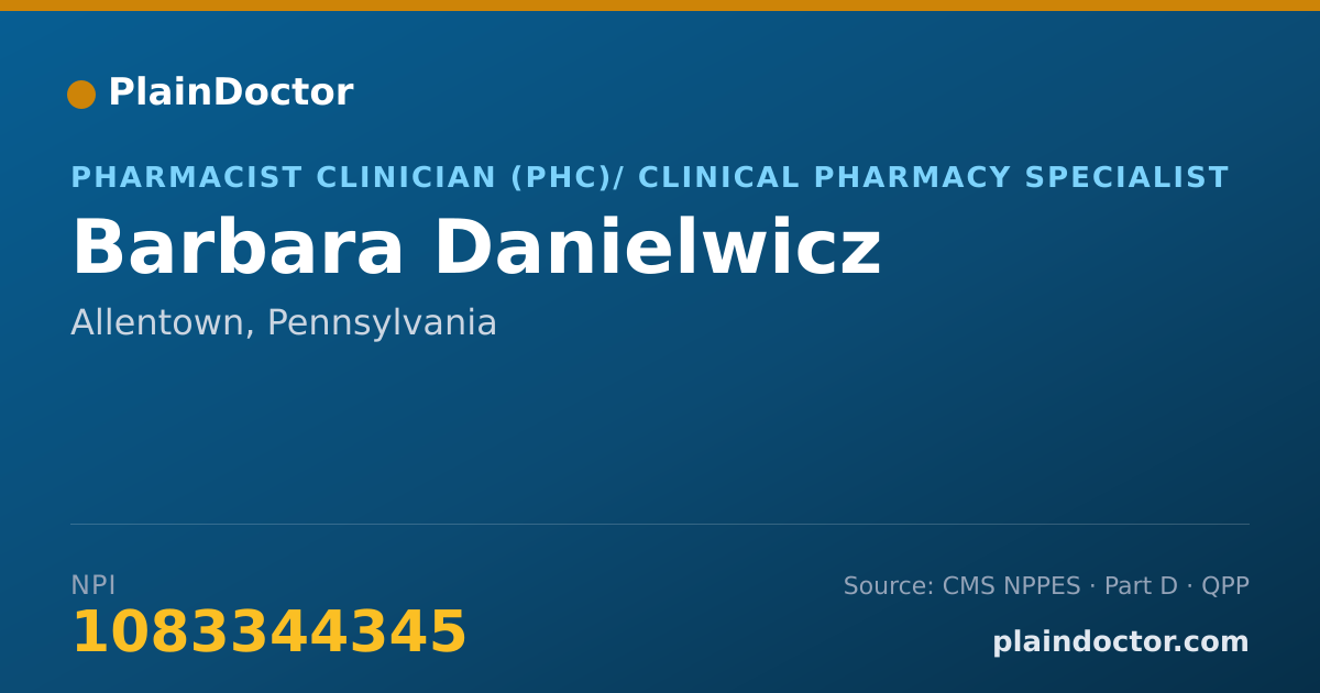 Shareable card for Barbara Danielwicz - Pharmacist Clinician (PhC)/ Clinical Pharmacy Specialist, Allentown, PA