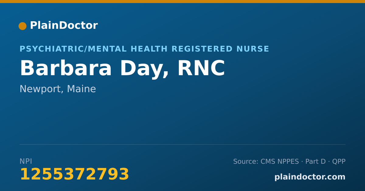 Shareable card for Barbara Day, RNC - Psychiatric/Mental Health Registered Nurse, Newport, ME