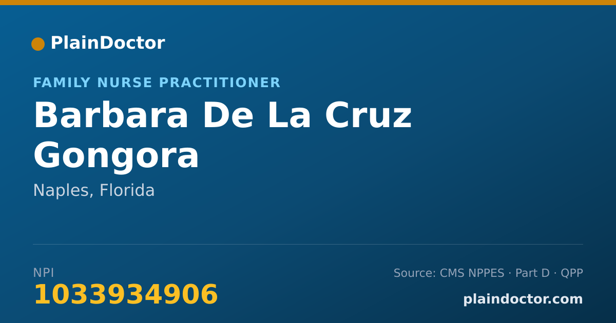 Shareable card for Barbara De La Cruz Gongora - Family Nurse Practitioner, Naples, FL