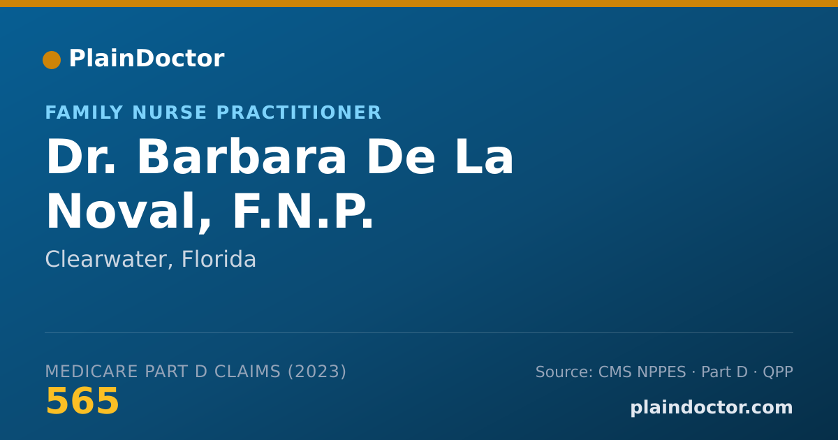 Shareable card for Barbara De La Noval, F.N.P. - Family Nurse Practitioner, Clearwater, FL