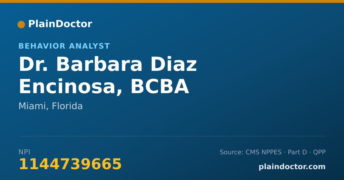 Shareable card for Barbara Diaz Encinosa, BCBA - Behavior Analyst, Miami, FL