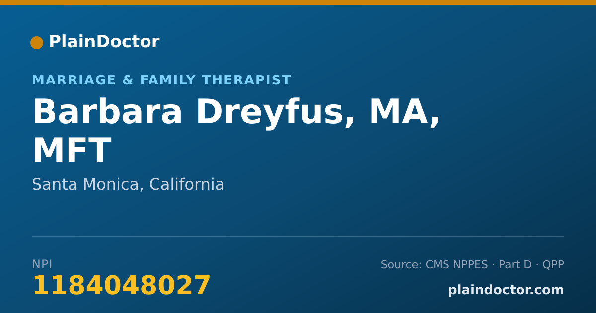 Shareable card for Barbara Dreyfus, MA, MFT - Marriage & Family Therapist, Santa Monica, CA