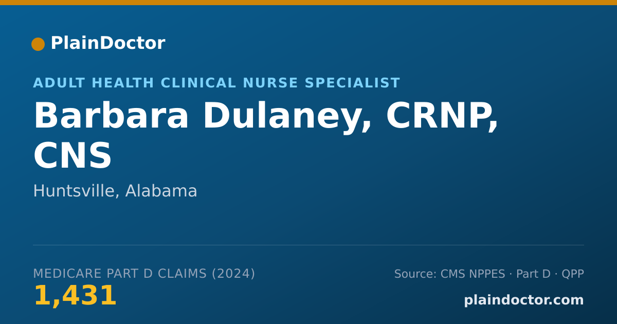 Shareable card for Barbara Dulaney, CRNP, CNS - Adult Health Clinical Nurse Specialist, Huntsville, AL