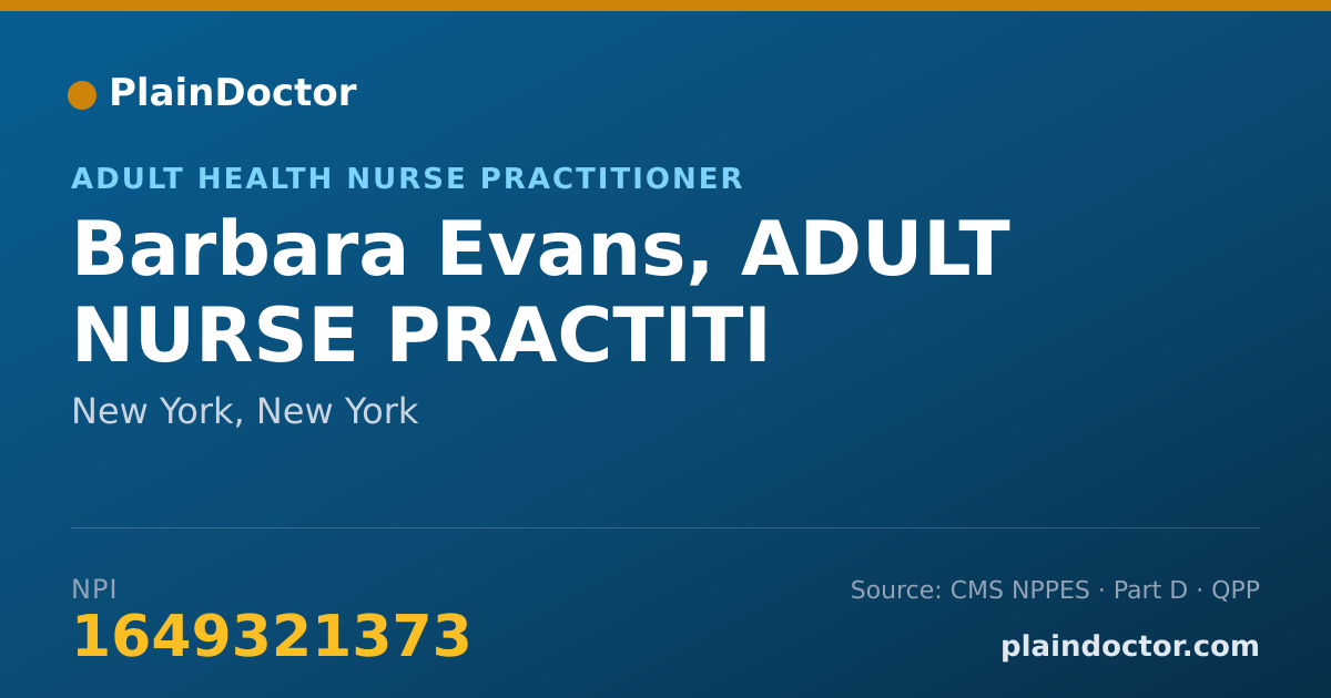 Shareable card for Barbara Evans, ADULT NURSE PRACTITI - Adult Health Nurse Practitioner, New York, NY
