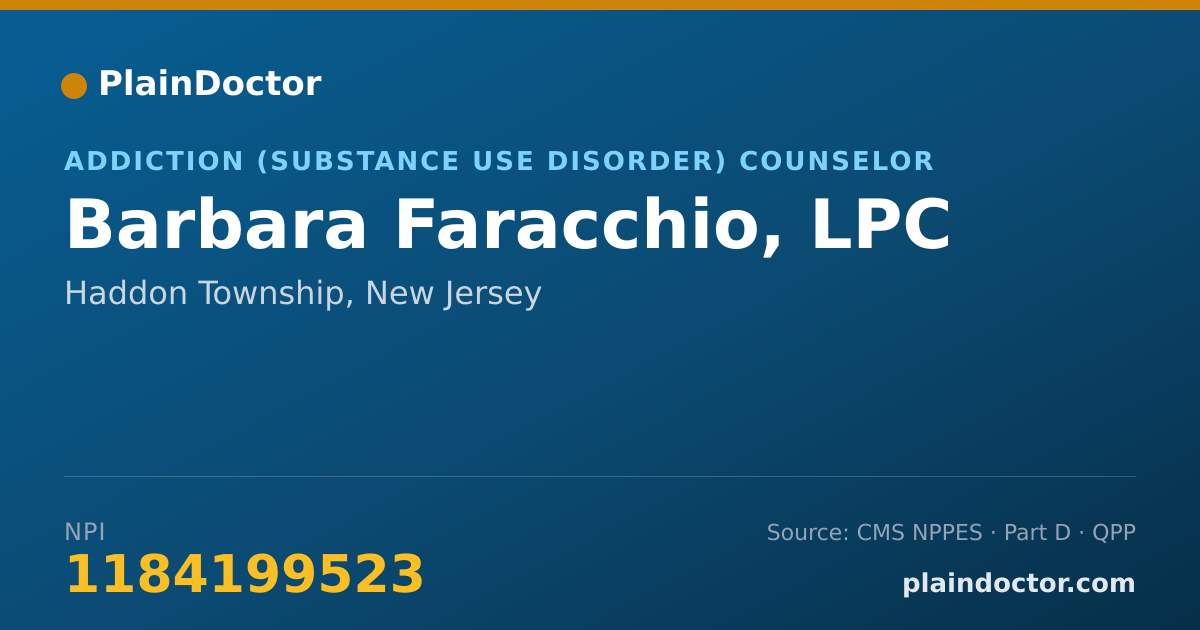 Shareable card for Barbara Faracchio, LPC - Addiction (Substance Use Disorder) Counselor, Haddon Township, NJ