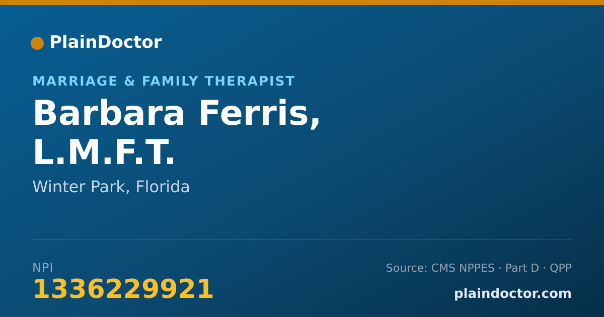 Shareable card for Barbara Ferris, L.M.F.T. - Marriage & Family Therapist, Winter Park, FL