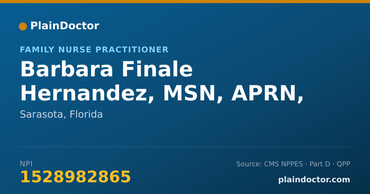 Shareable card for Barbara Finale Hernandez, MSN, APRN, FNP-C - Family Nurse Practitioner, Sarasota, FL