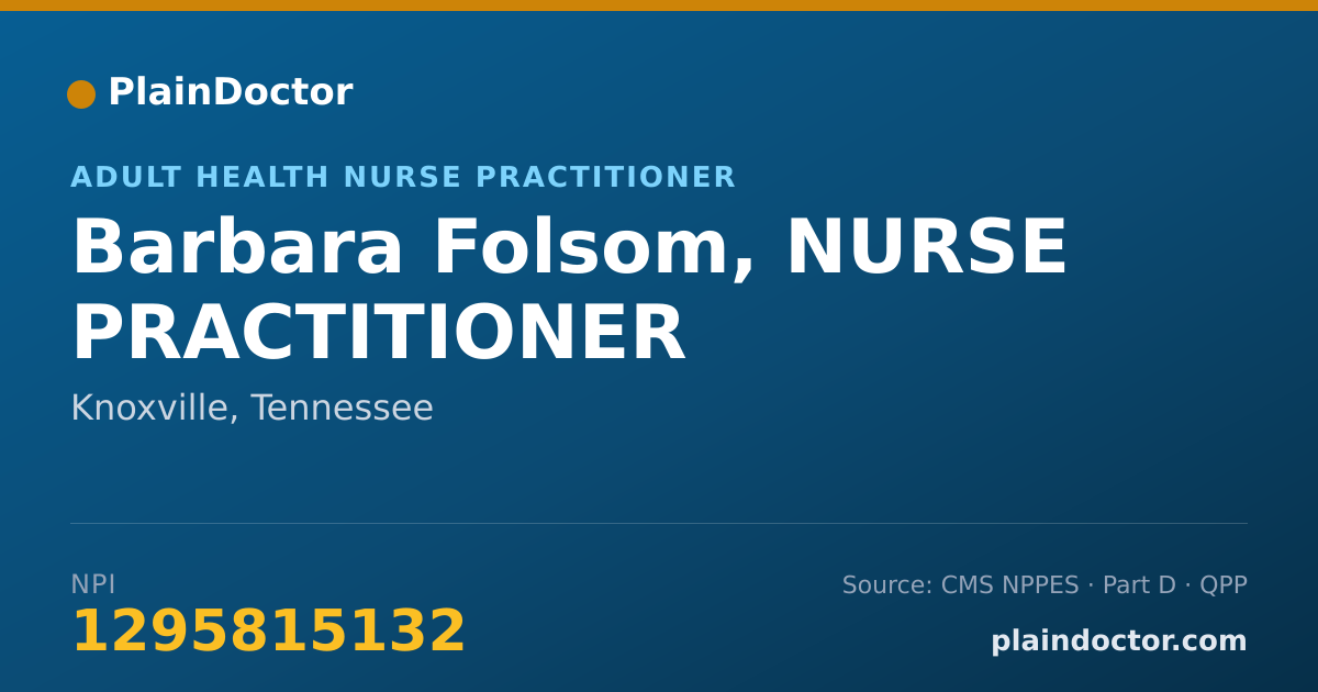 Shareable card for Barbara Folsom, NURSE PRACTITIONER - Adult Health Nurse Practitioner, Knoxville, TN