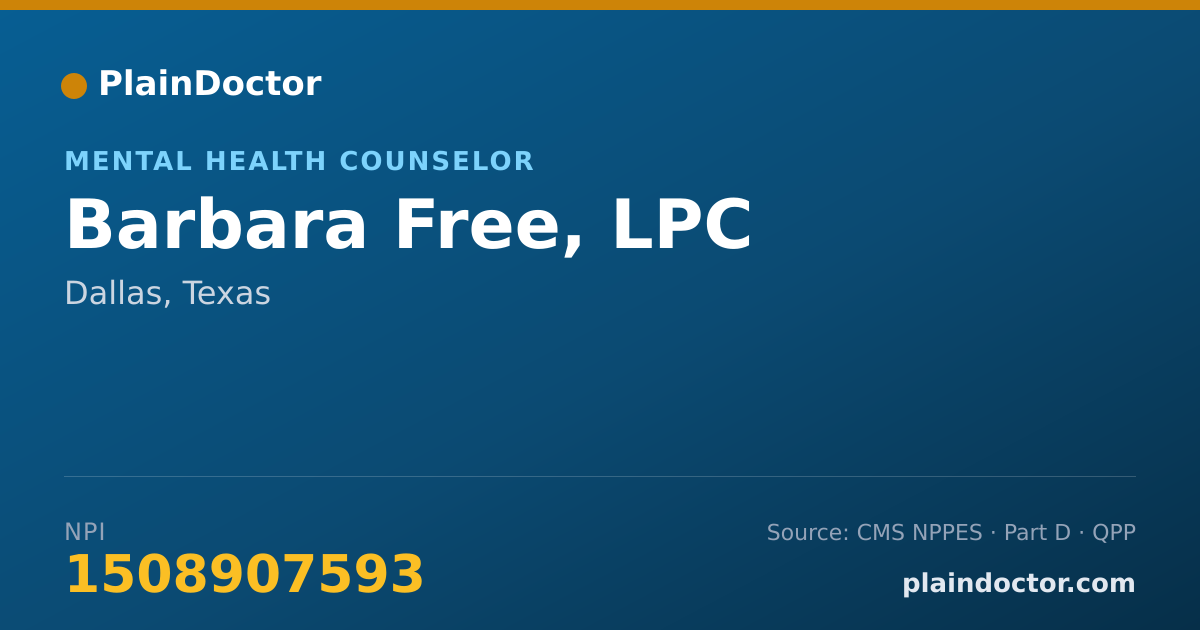 Shareable card for Barbara Free, LPC - Mental Health Counselor, Dallas, TX