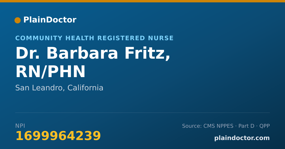 Shareable card for Barbara Fritz, RN/PHN - Community Health Registered Nurse, San Leandro, CA