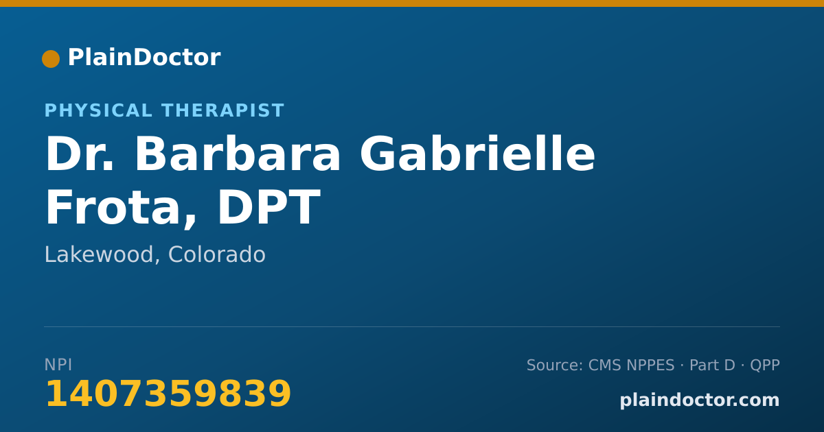 Shareable card for Barbara Gabrielle Frota, DPT - Physical Therapist, Lakewood, CO
