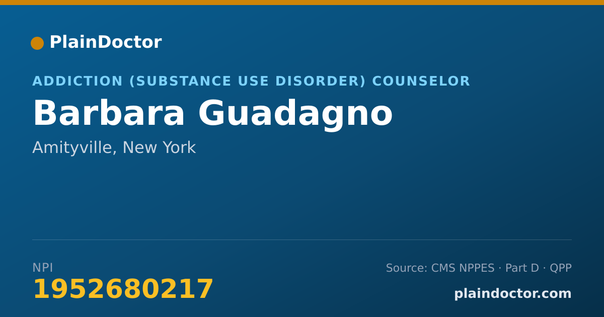 Shareable card for Barbara Guadagno - Addiction (Substance Use Disorder) Counselor, Amityville, NY
