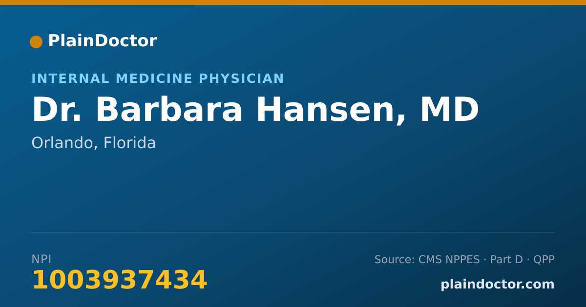 Shareable card for Barbara Hansen, MD - Internal Medicine Physician, Orlando, FL
