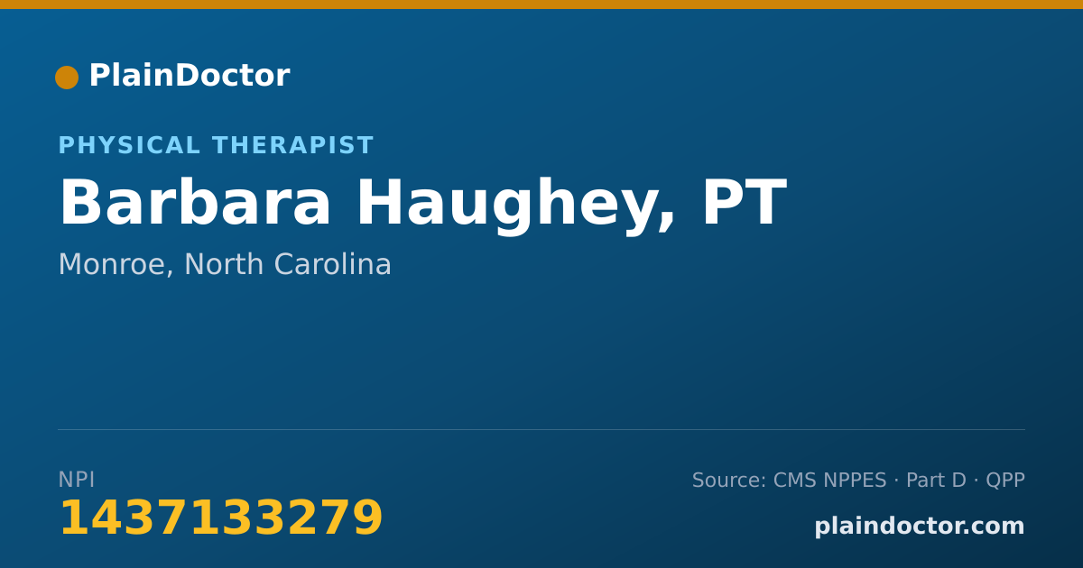 Shareable card for Barbara Haughey, PT - Physical Therapist, Monroe, NC