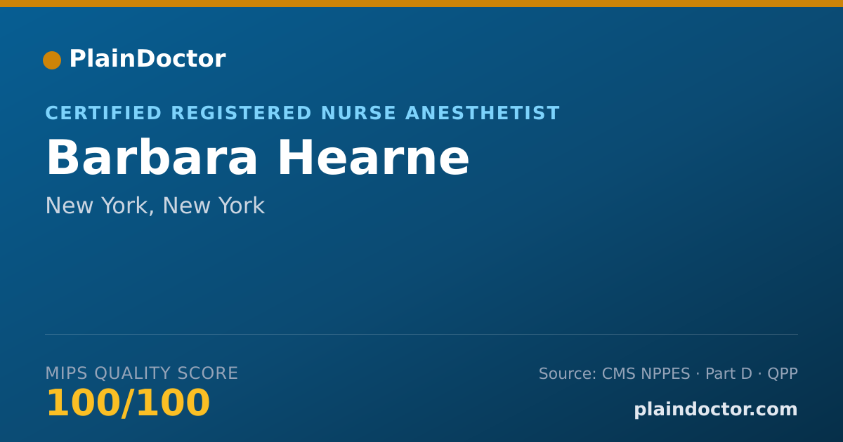 Shareable card for Barbara Hearne - Registered Nurse, New York, NY