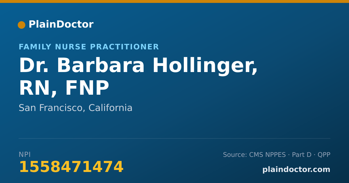 Shareable card for Barbara Hollinger, RN, FNP - Family Nurse Practitioner, San Francisco, CA