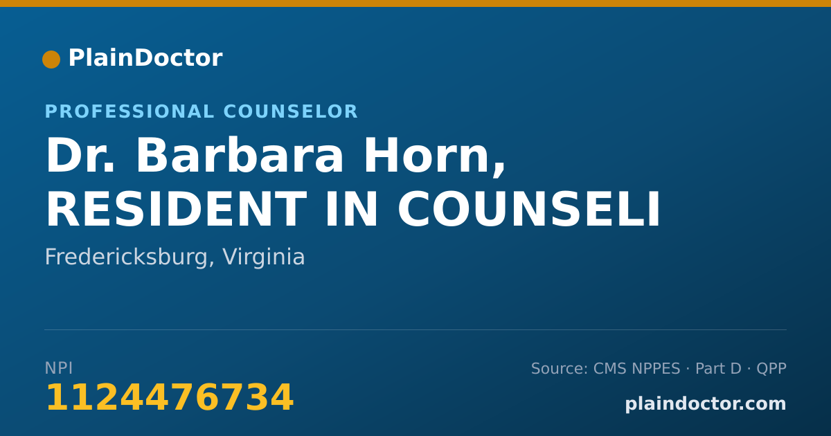 Shareable card for Barbara Horn, RESIDENT IN COUNSELI - Professional Counselor, Fredericksburg, VA