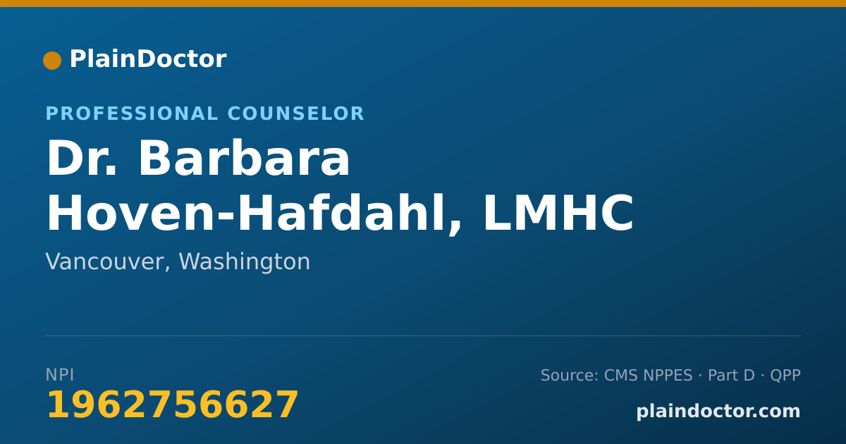 Shareable card for Barbara Hoven-Hafdahl, LMHC - Professional Counselor, Vancouver, WA