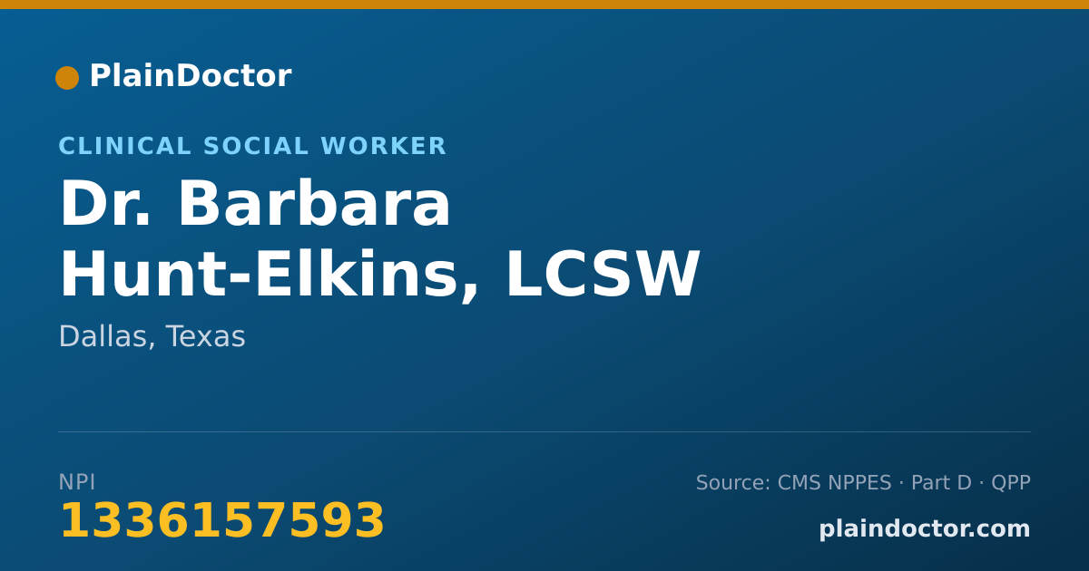 Shareable card for Barbara Hunt-Elkins, LCSW - Clinical Social Worker, Dallas, TX