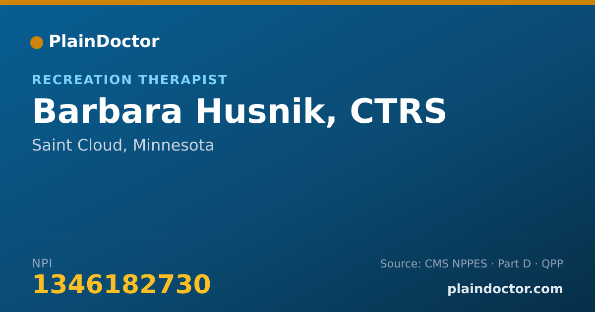 Shareable card for Barbara Husnik, CTRS - Recreation Therapist, Saint Cloud, MN