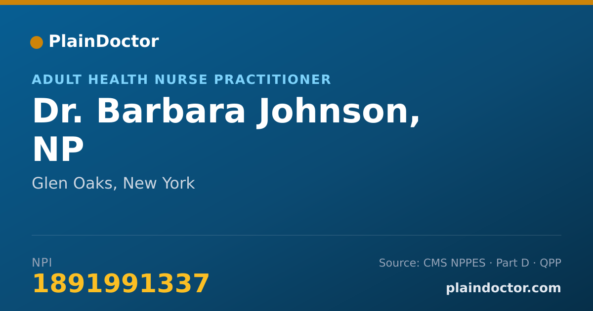 Shareable card for Barbara Johnson, NP - Adult Health Nurse Practitioner, Glen Oaks, NY