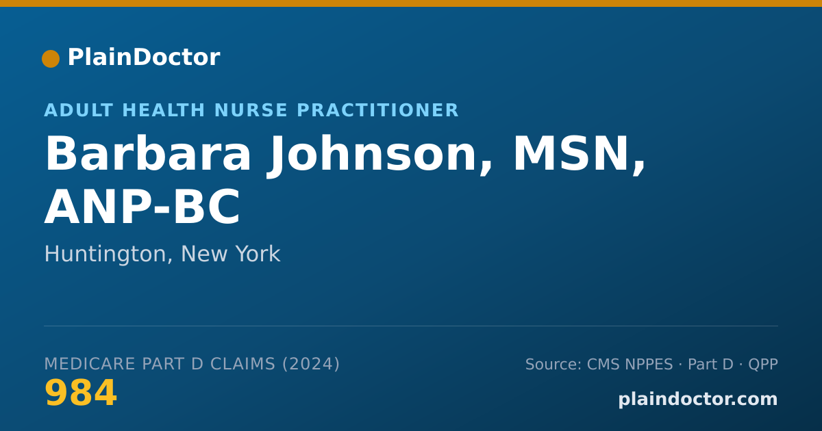 Shareable card for Barbara Johnson, MSN, ANP-BC - Adult Health Nurse Practitioner, Huntington, NY