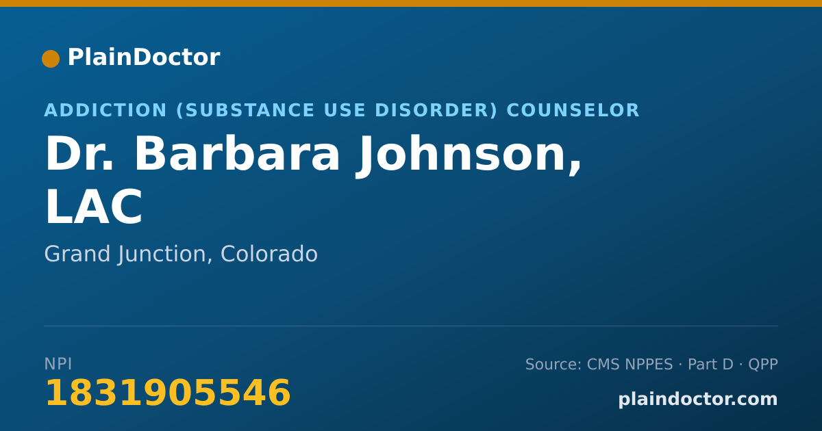 Shareable card for Barbara Johnson, LAC - Addiction (Substance Use Disorder) Counselor, Grand Junction, CO