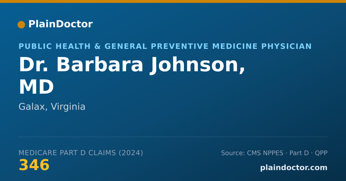 Shareable card for Barbara Johnson, MD - Public Health & General Preventive Medicine Physician, Galax, VA