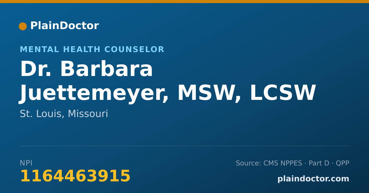Shareable card for Barbara Juettemeyer, MSW, LCSW - Mental Health Counselor, St. Louis, MO