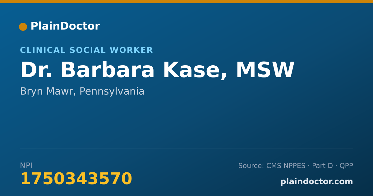 Shareable card for Barbara Kase, MSW - Clinical Social Worker, Bryn Mawr, PA