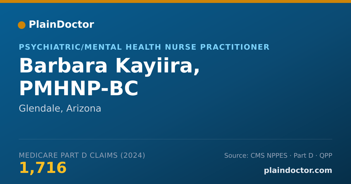 Shareable card for Barbara Kayiira, PMHNP-BC - Psychiatric/Mental Health Nurse Practitioner, Glendale, AZ
