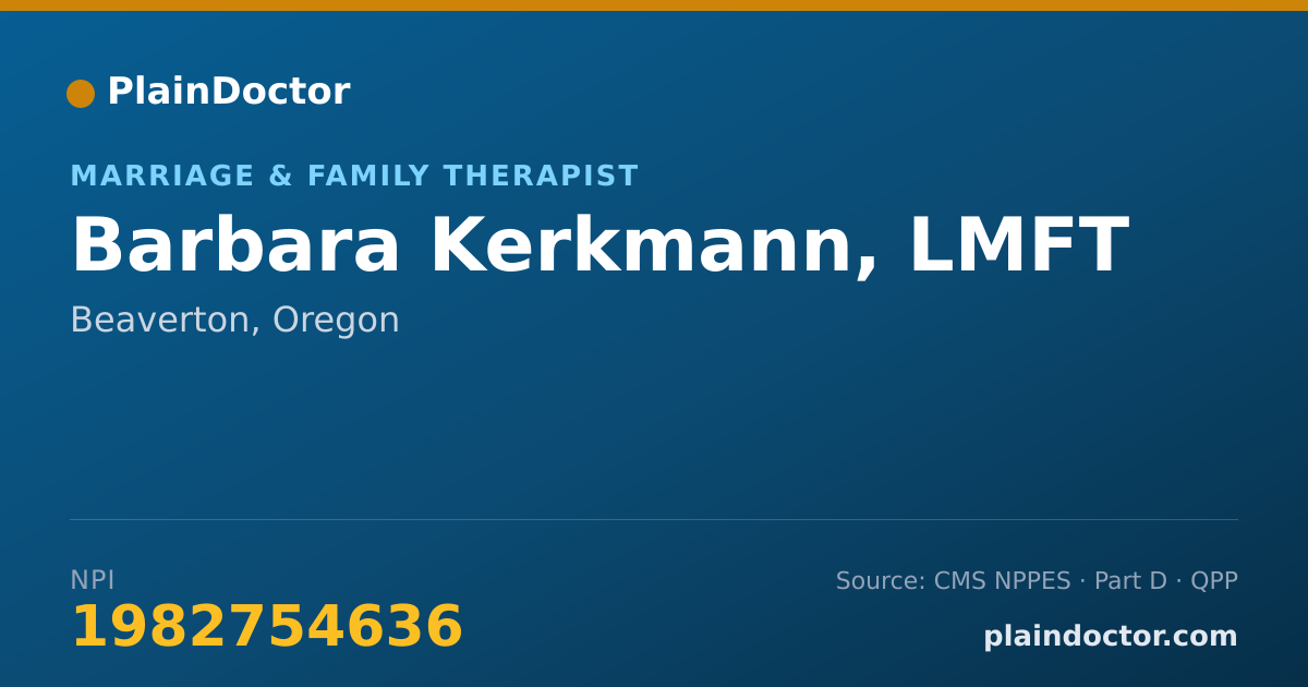 Shareable card for Barbara Kerkmann, LMFT - Marriage & Family Therapist, Beaverton, OR